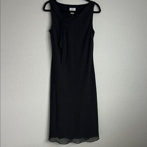 LOFT Black and White Patterned Midi Dress